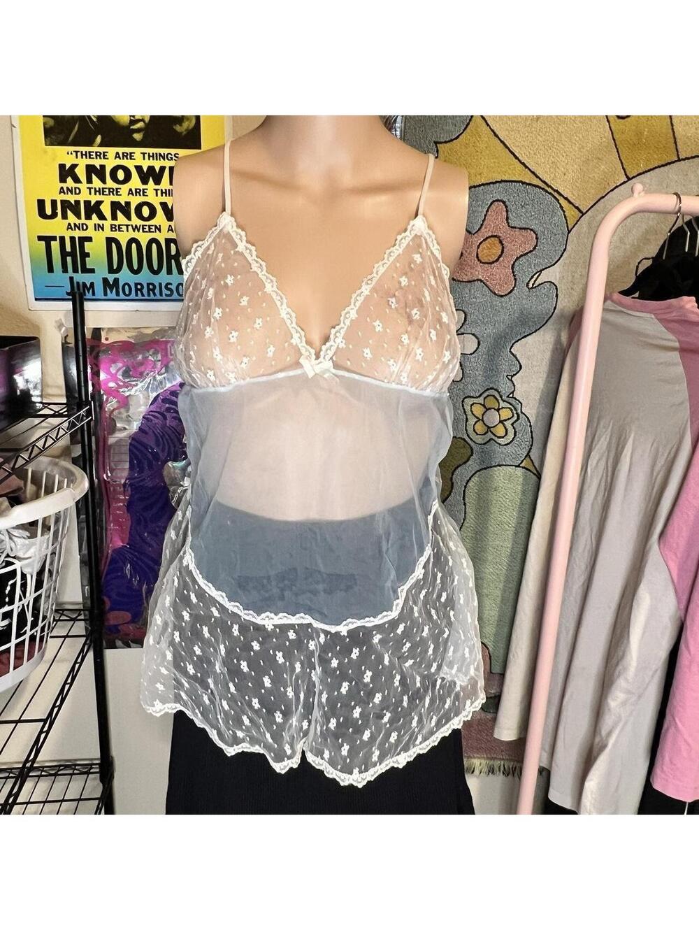 Vintage White Lace Babydoll Tank Top